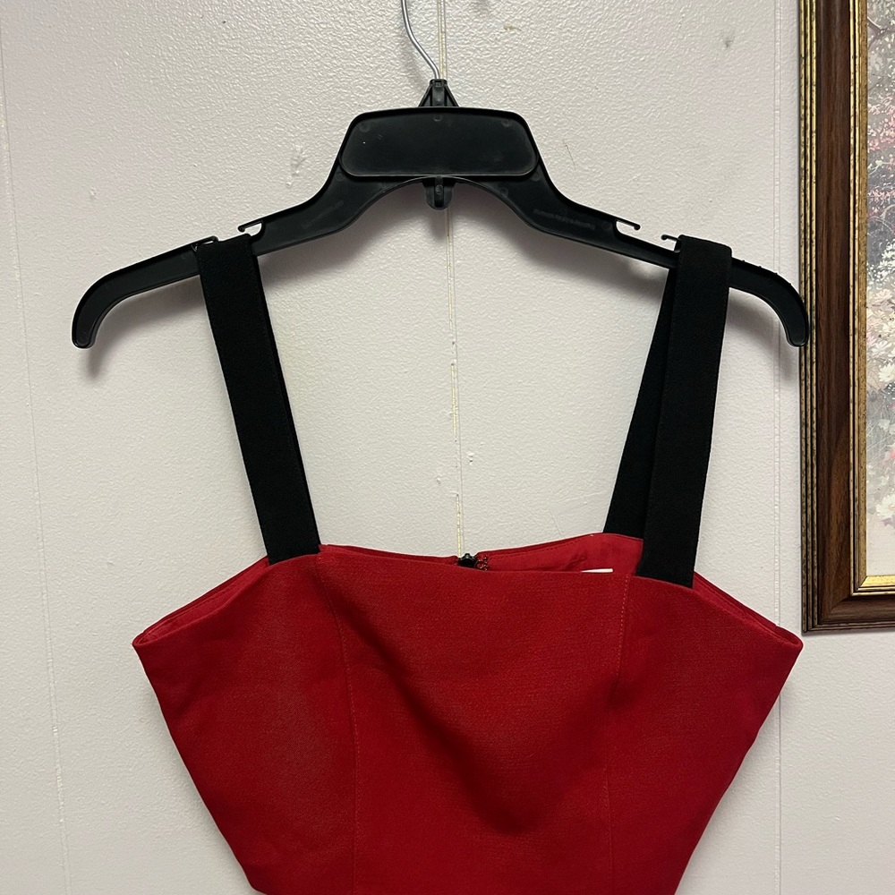 Line & Dot Red Crop Top